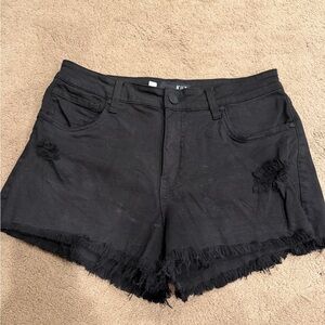 Kut from the Kloth Black Distressed Denim High Waist Shorts